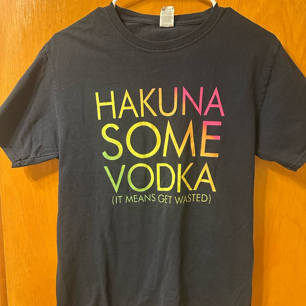 Black Graphic Tee with Colorful Text